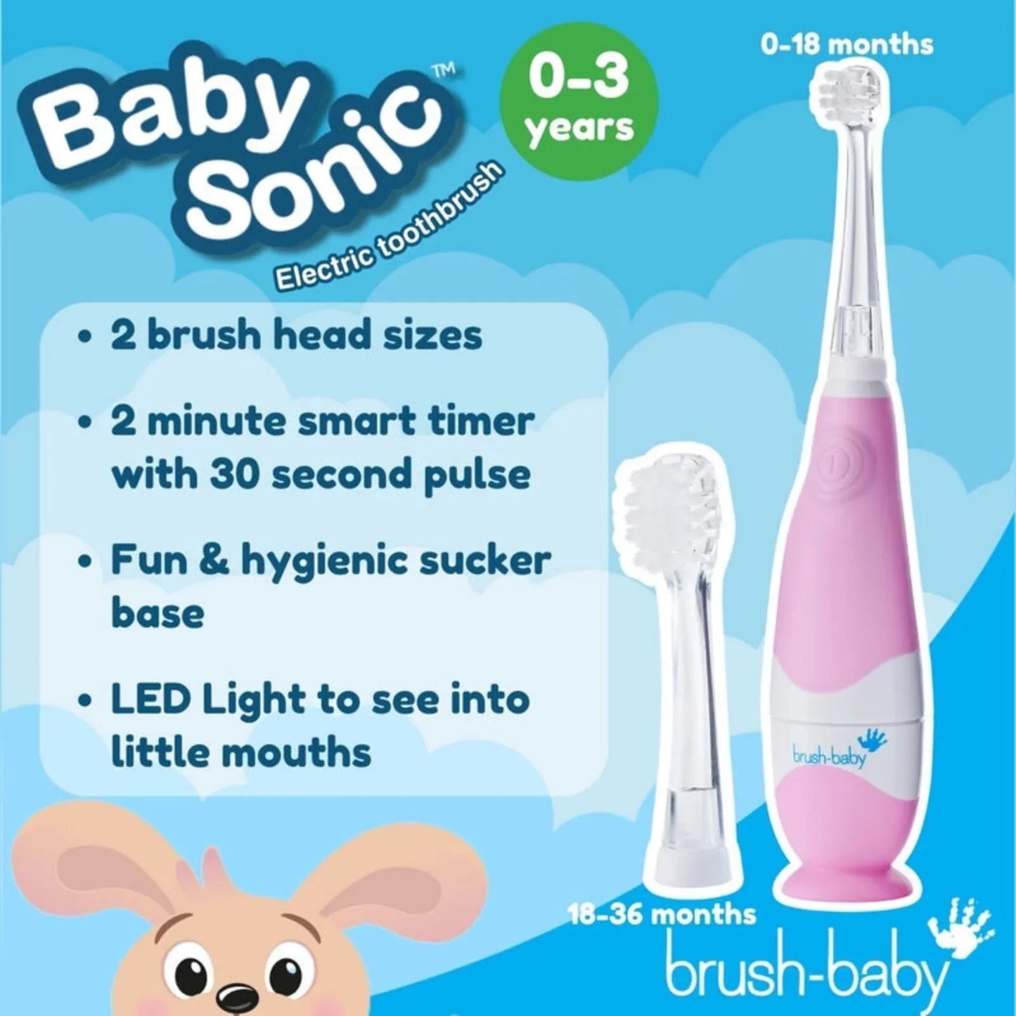 brush-baby BabySonic Electric Toothbrush 0-3 years - Pink