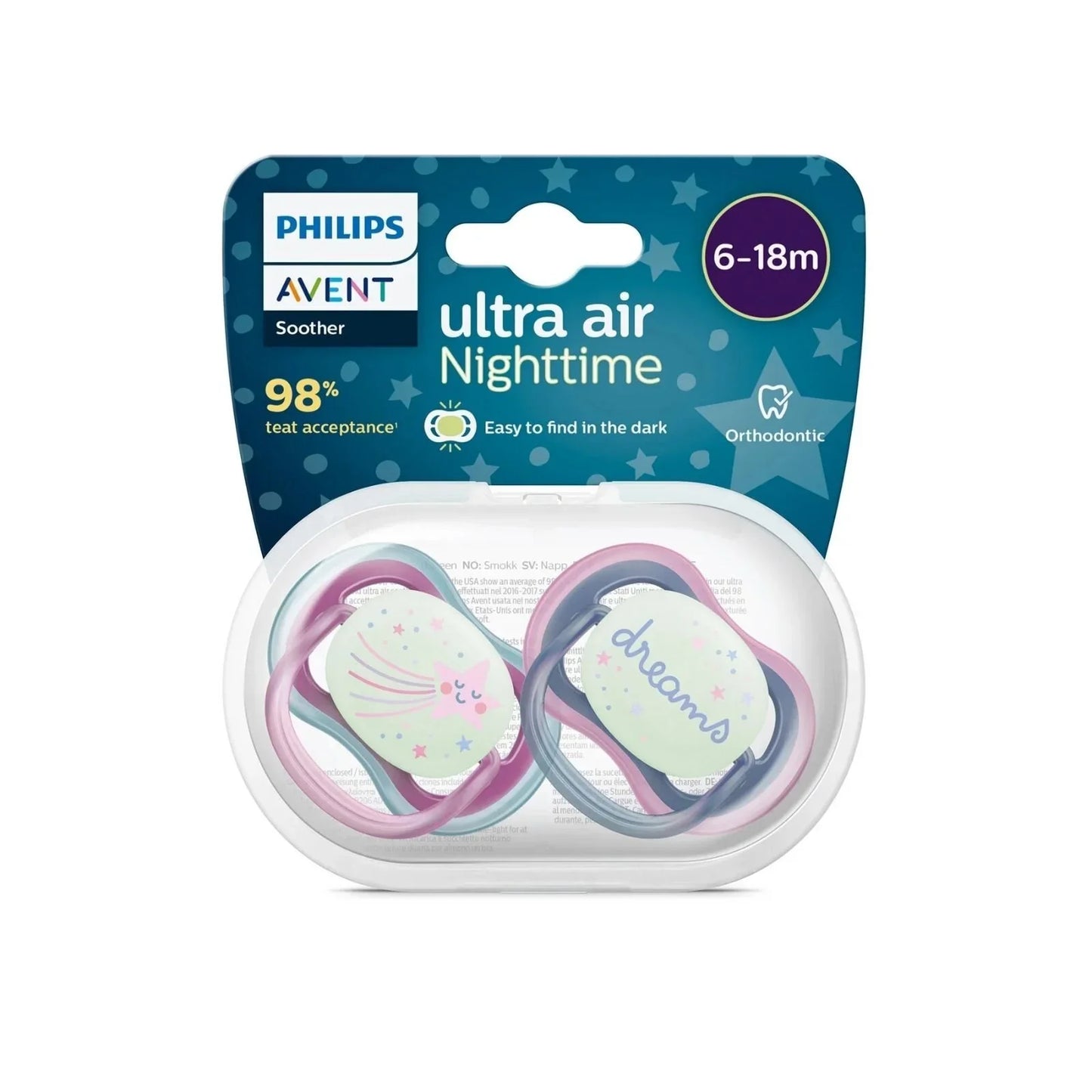 Philips Avent Ultra Air Night Soother 6-18 months Pack of 2
