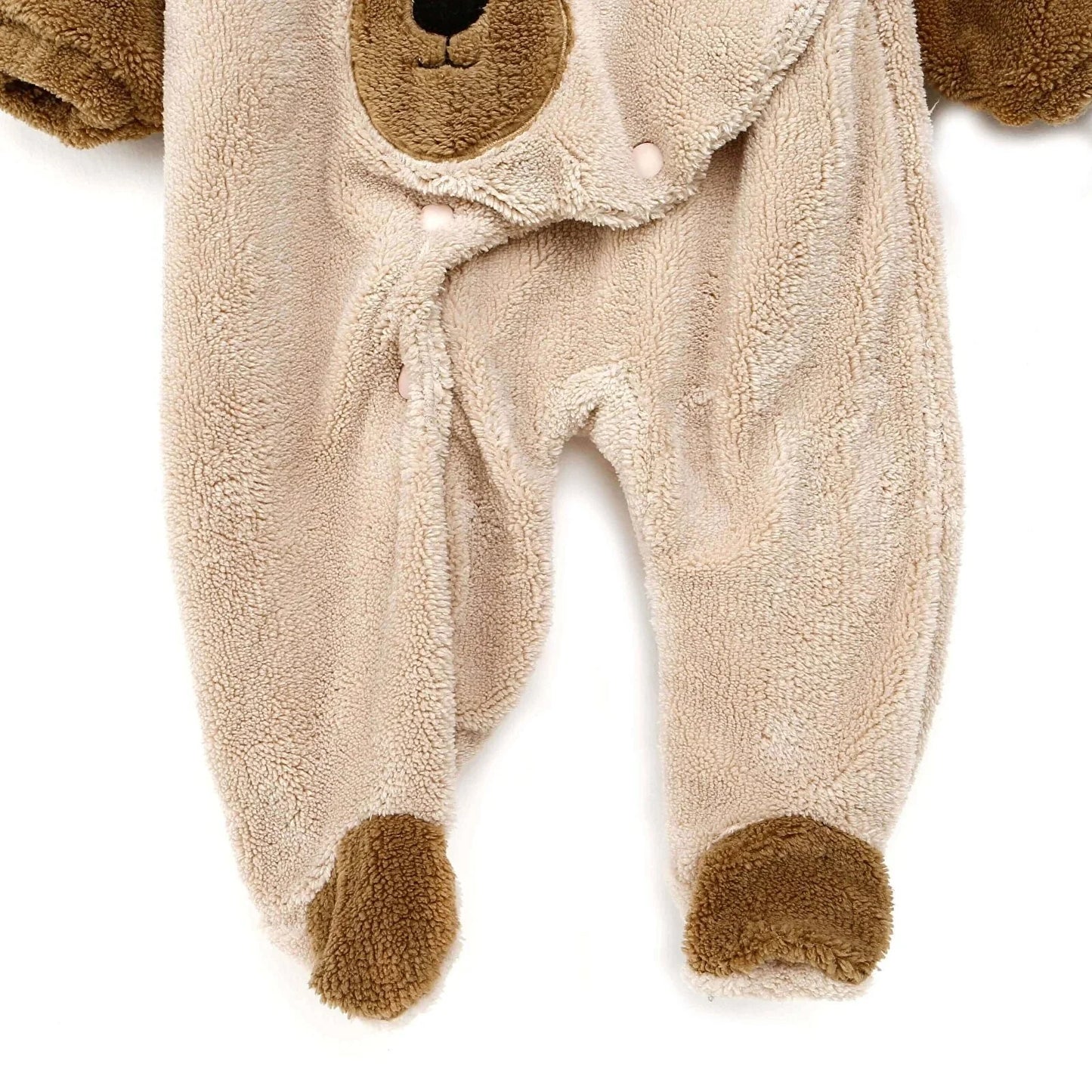 Midimod Newborn Baby Boy Cute Bear Welsoft Jumpsuit - Brown