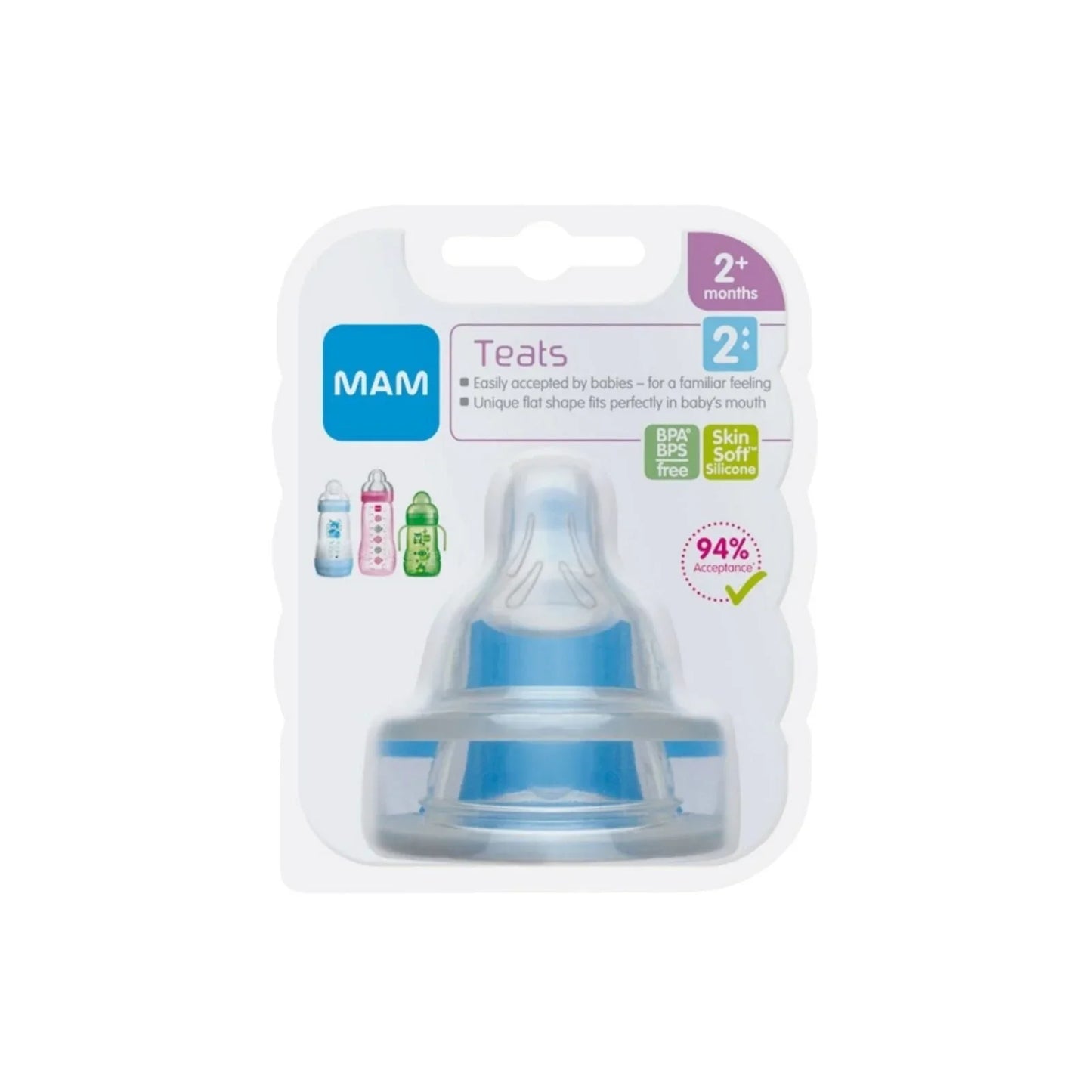 MAM SkinSoft Silicone Teat Medium Flow Pack of 2