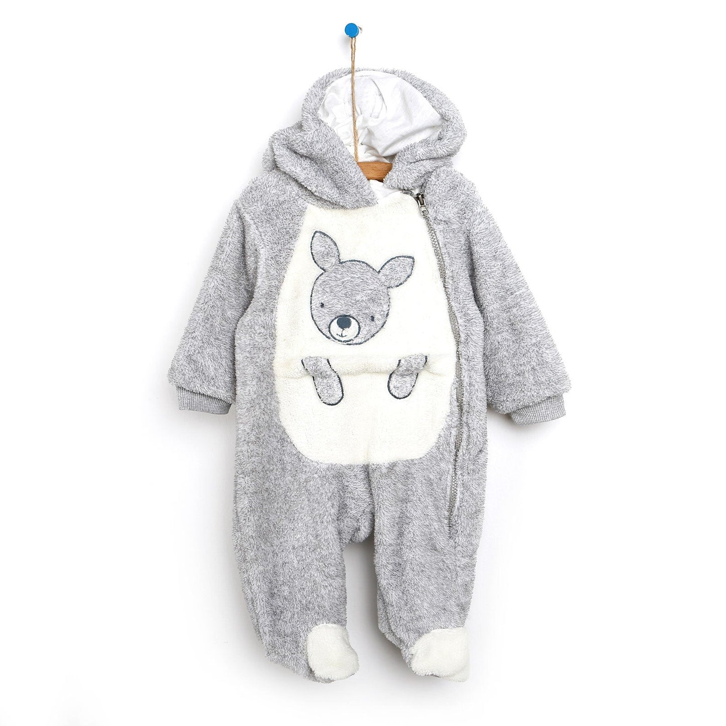 Midimod Newborn Welsoft Kangaroo Footed Jumpsuit - Grey