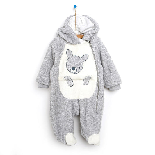 Midimod Newborn Welsoft Kangaroo Footed Jumpsuit - Grey