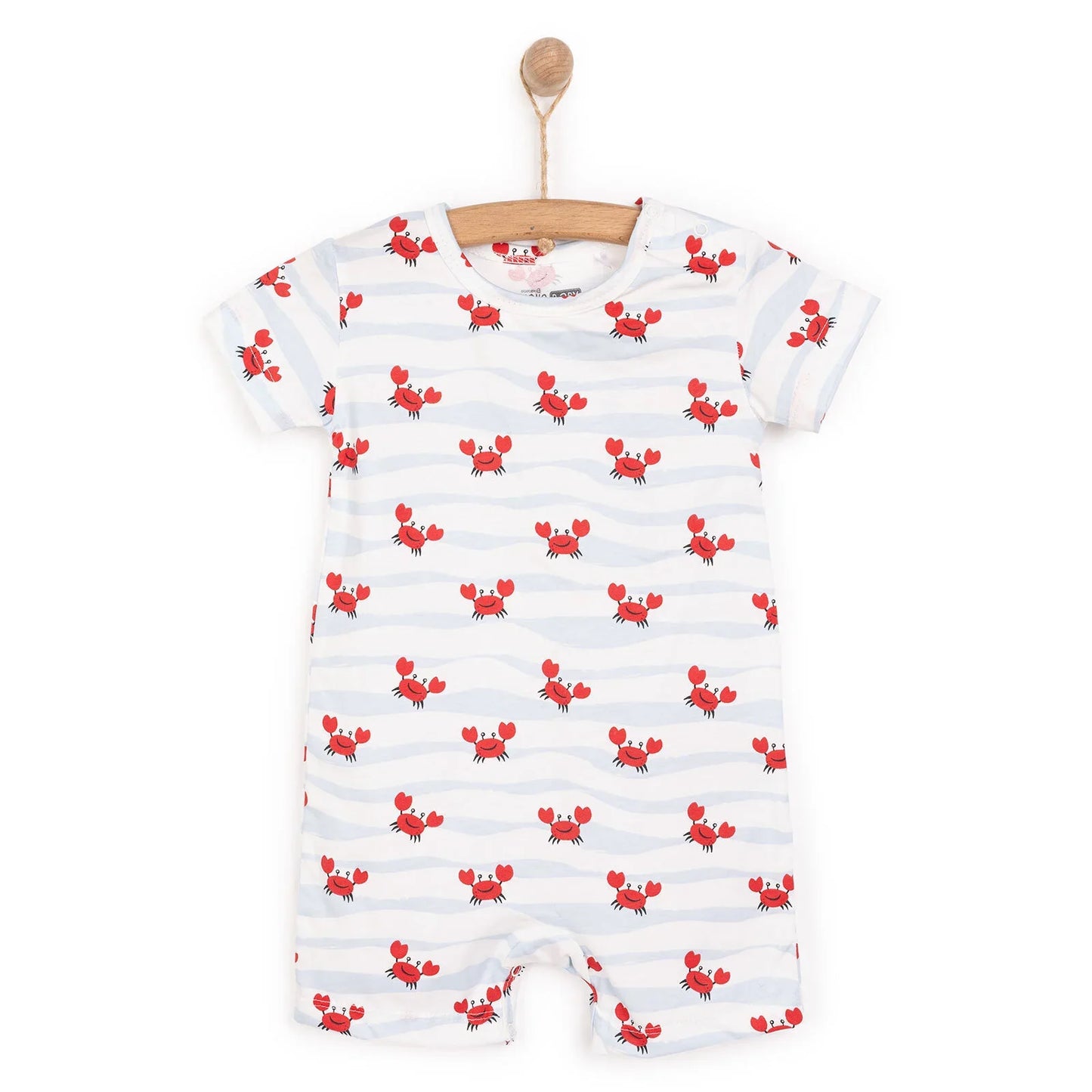 HelloBaby Newborn Boy Short Overalls - Ecru