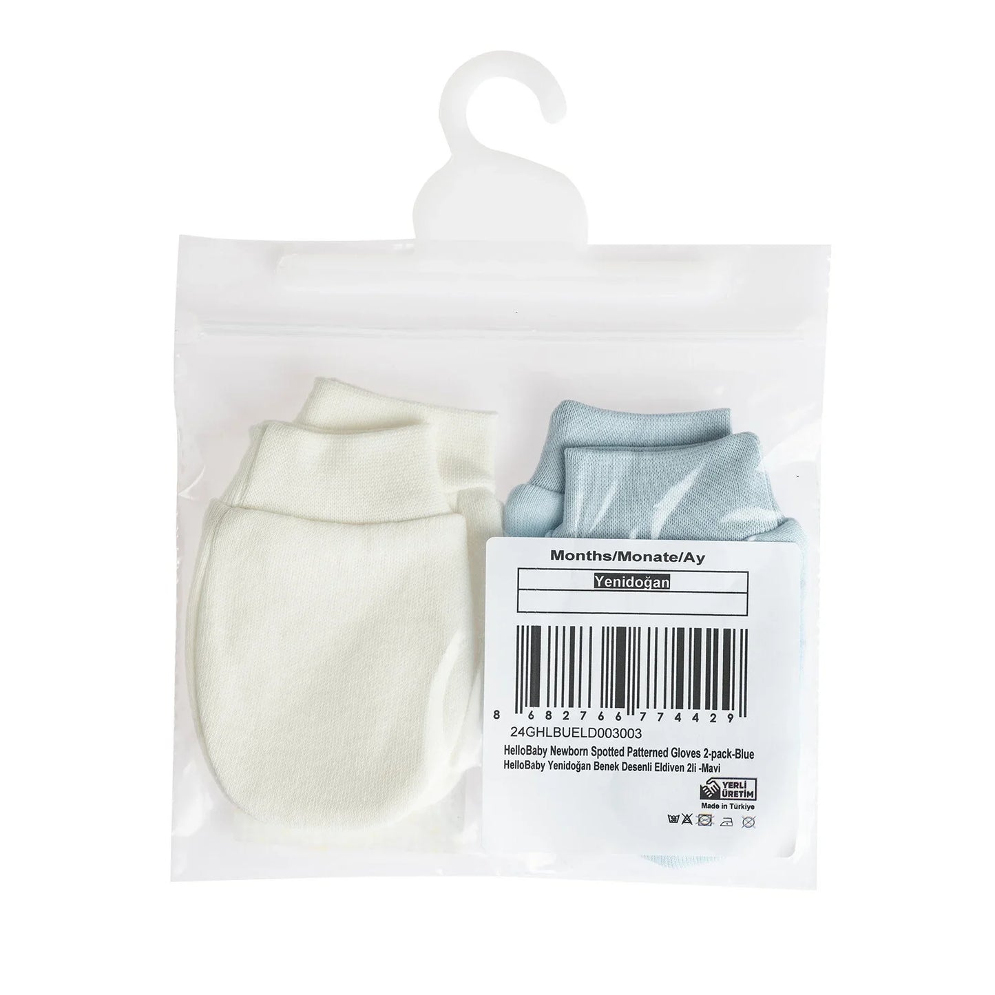 HelloBaby Newborn Striped-Straight Mitten - Blue