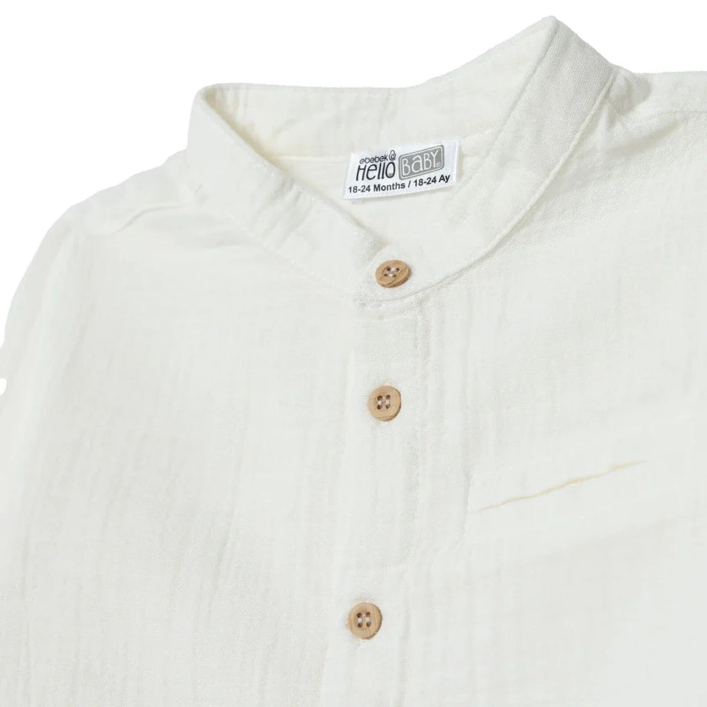 HelloBaby Grandad Collar Muslin Baby Shirt (6-9 Months to 4-5 Years)
