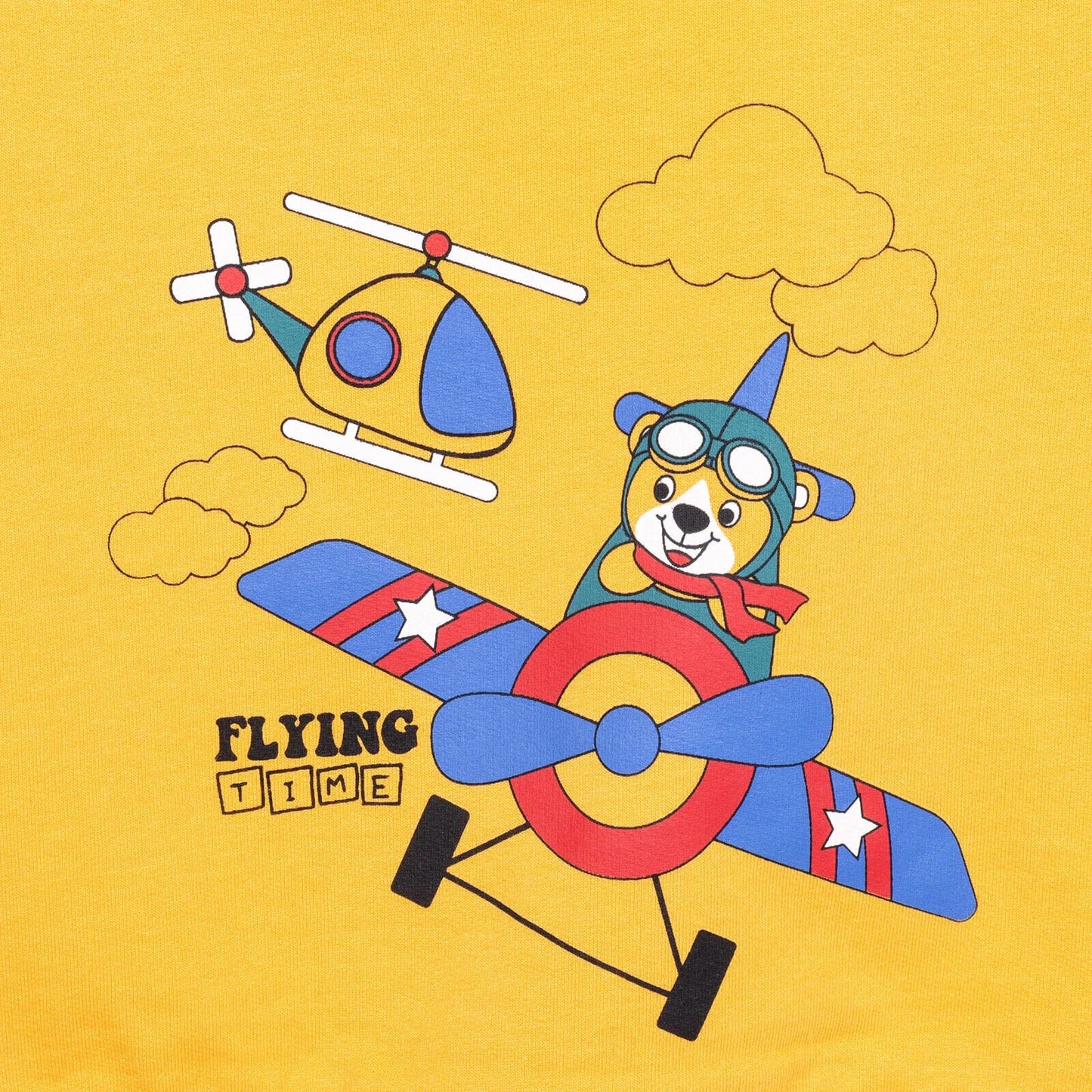 HelloBaby Baby Boy Basic Helicopter Patterned Sweatshirt - Dark Yellow
