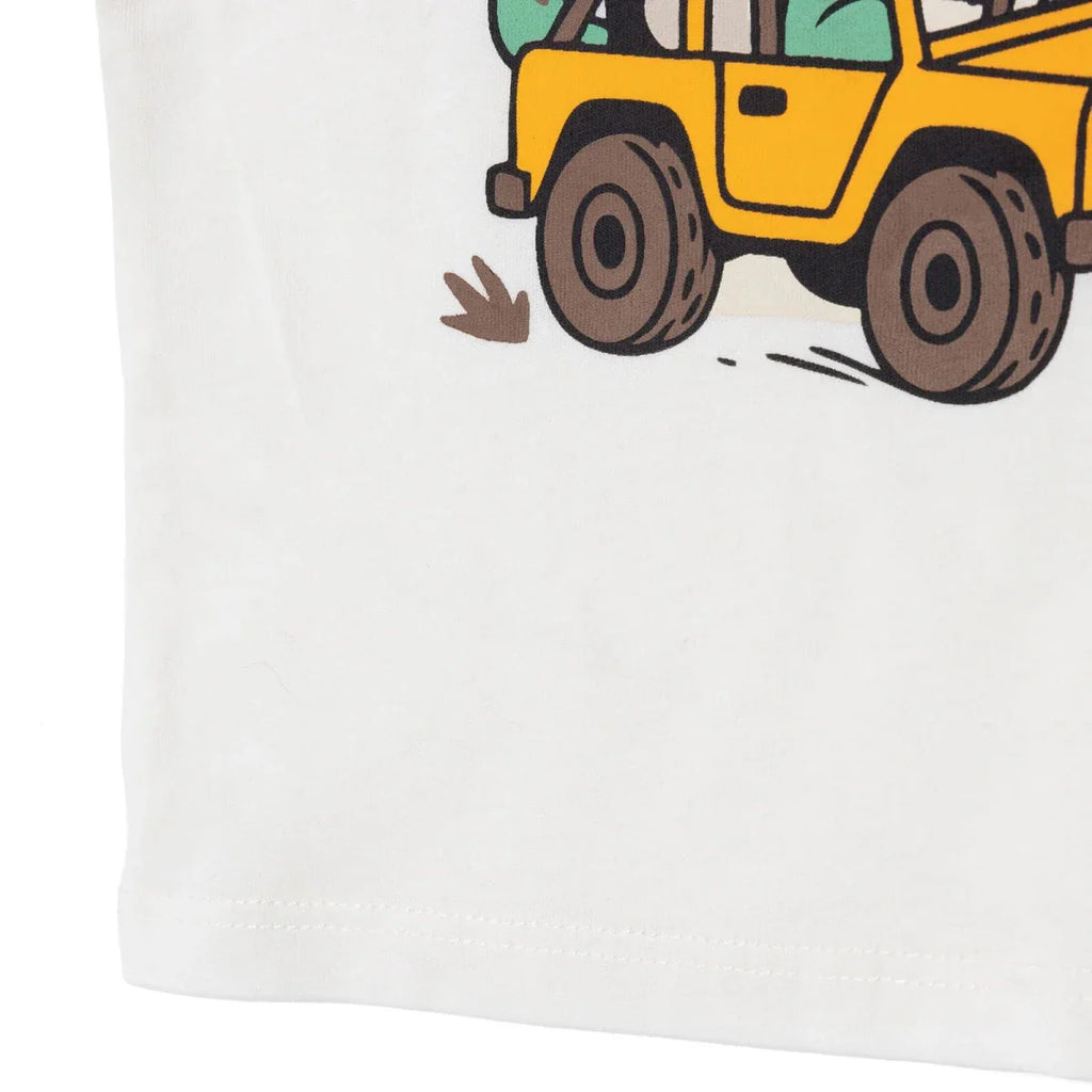 HelloBaby Boys T-shirt Animal Print Crew Neck Short Sleeve - Ecru