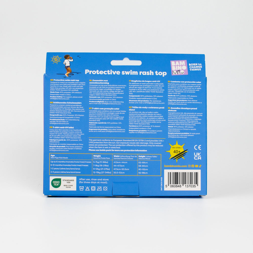 UPF 40+ Soft and Gentle Protective Swim Rash Vest in Happy Days