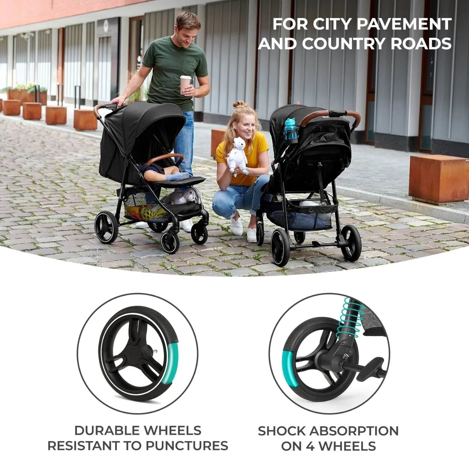 Kinderkraft Grande Plus Baby Stroller - Black