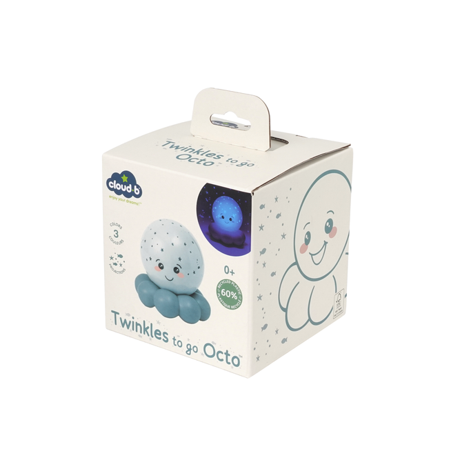 Cloud B Twinkles To Go Octo™ Portable Octopus Star Projector Night Light for Babies, Pastel Blue