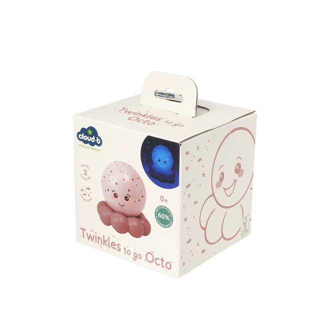 Cloud B Twinkles To Go Octo™ Portable Octopus Star Projector Night Light for Babies, Pastel Pink