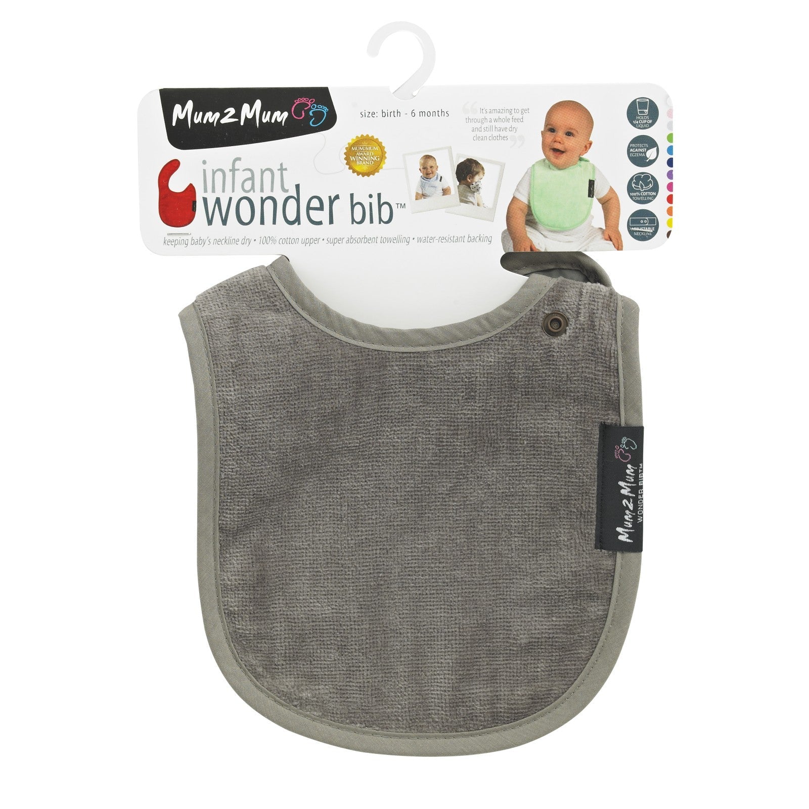 Mum 2 Mum Infant Wonder Bib - Mushroom Grey/Brown