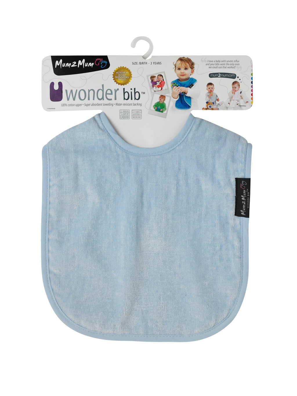 Mum 2 Mum Standard Wonder Bib - Baby Blue