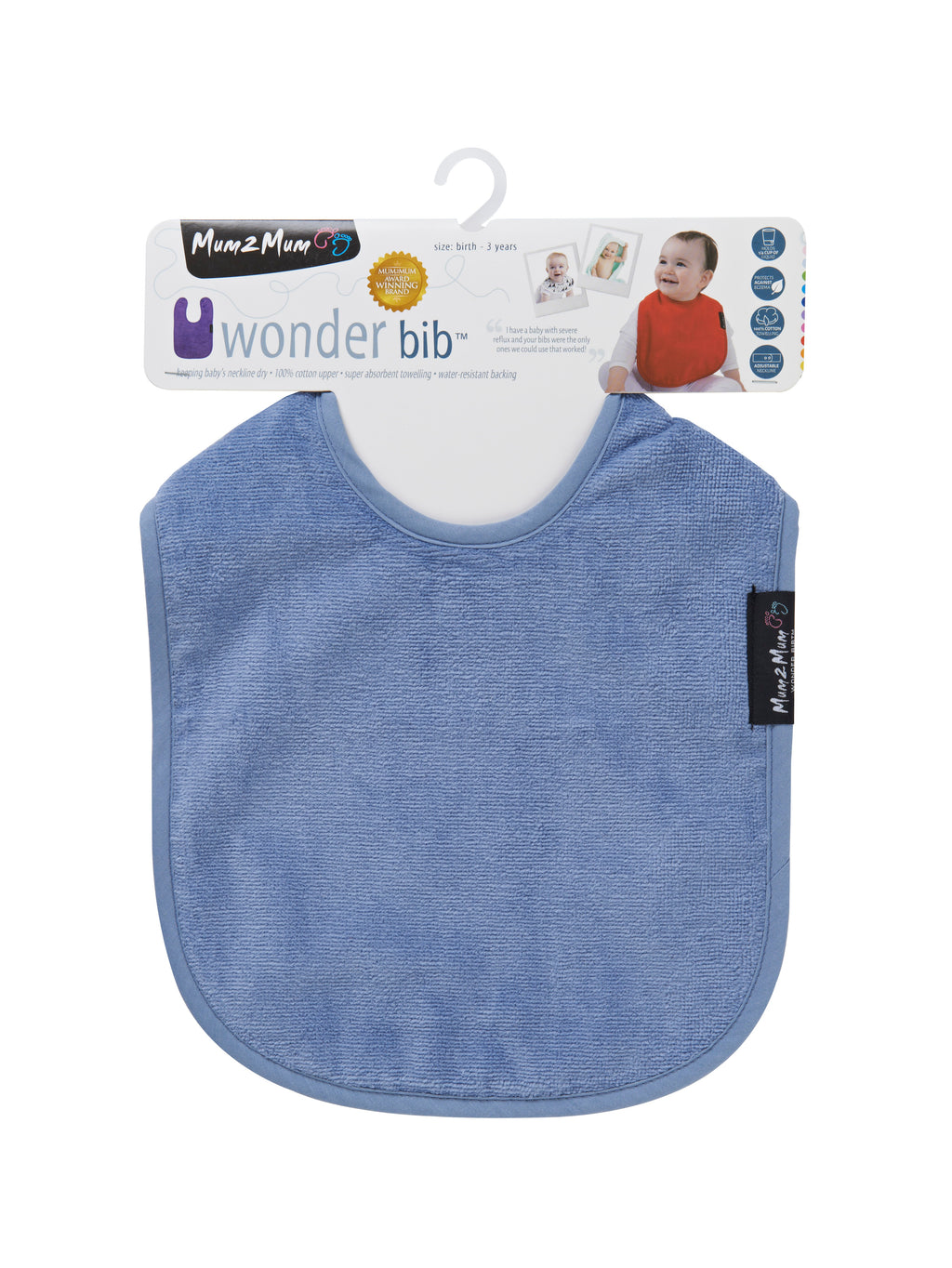 Mum 2 Mum Standard Wonder Bib - Denim Blue
