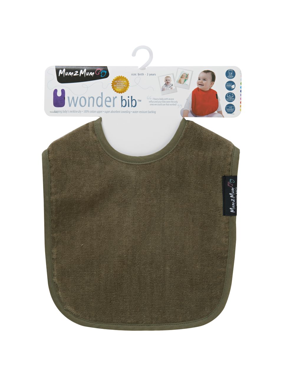 Mum 2 Mum Standard Wonder Bib - Olive Green