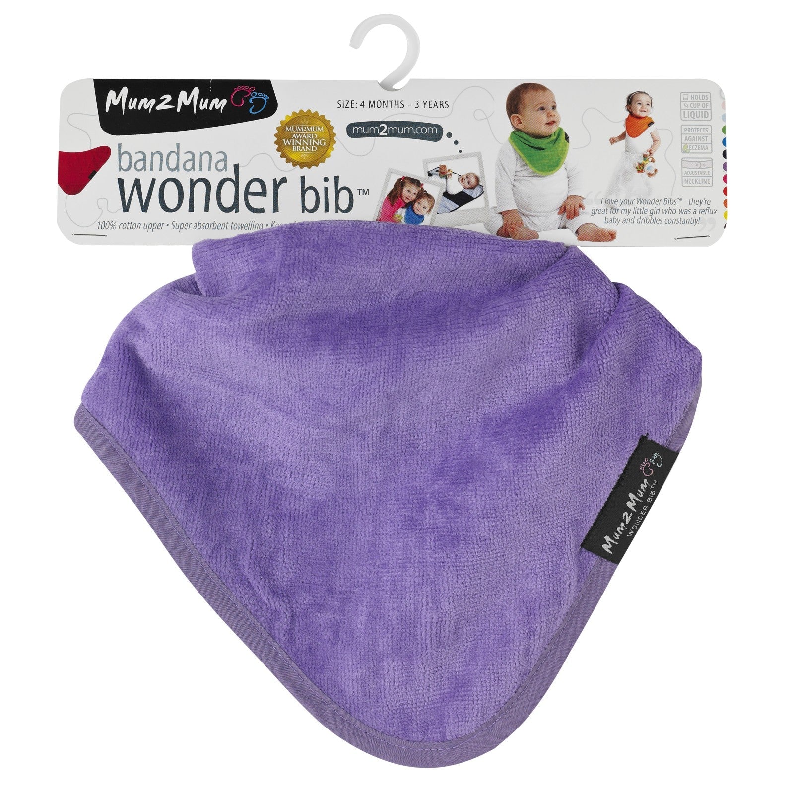 Mum 2 Mum Bandana Style Wonder Bib - Purple