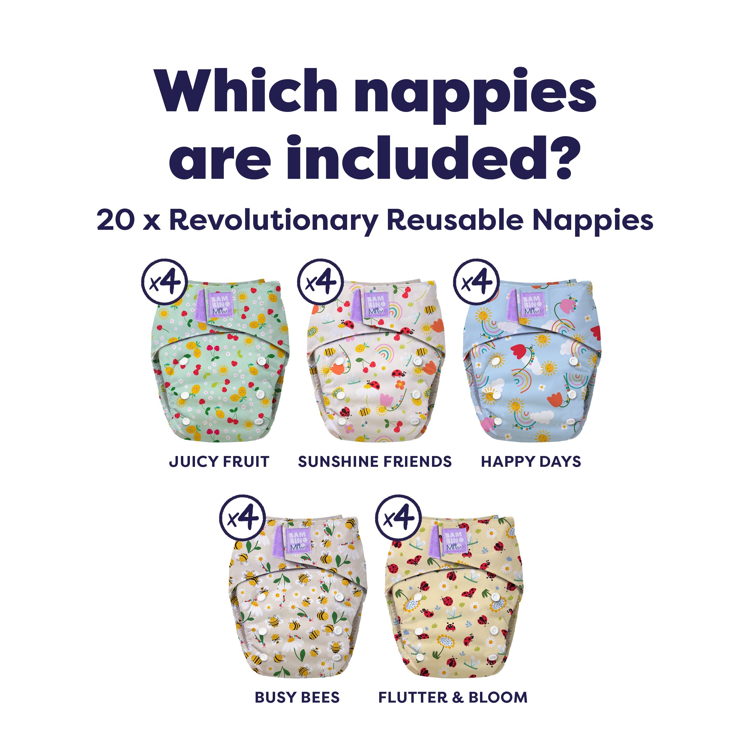 The Everything Reusable Nappy Bundle in Garden Party