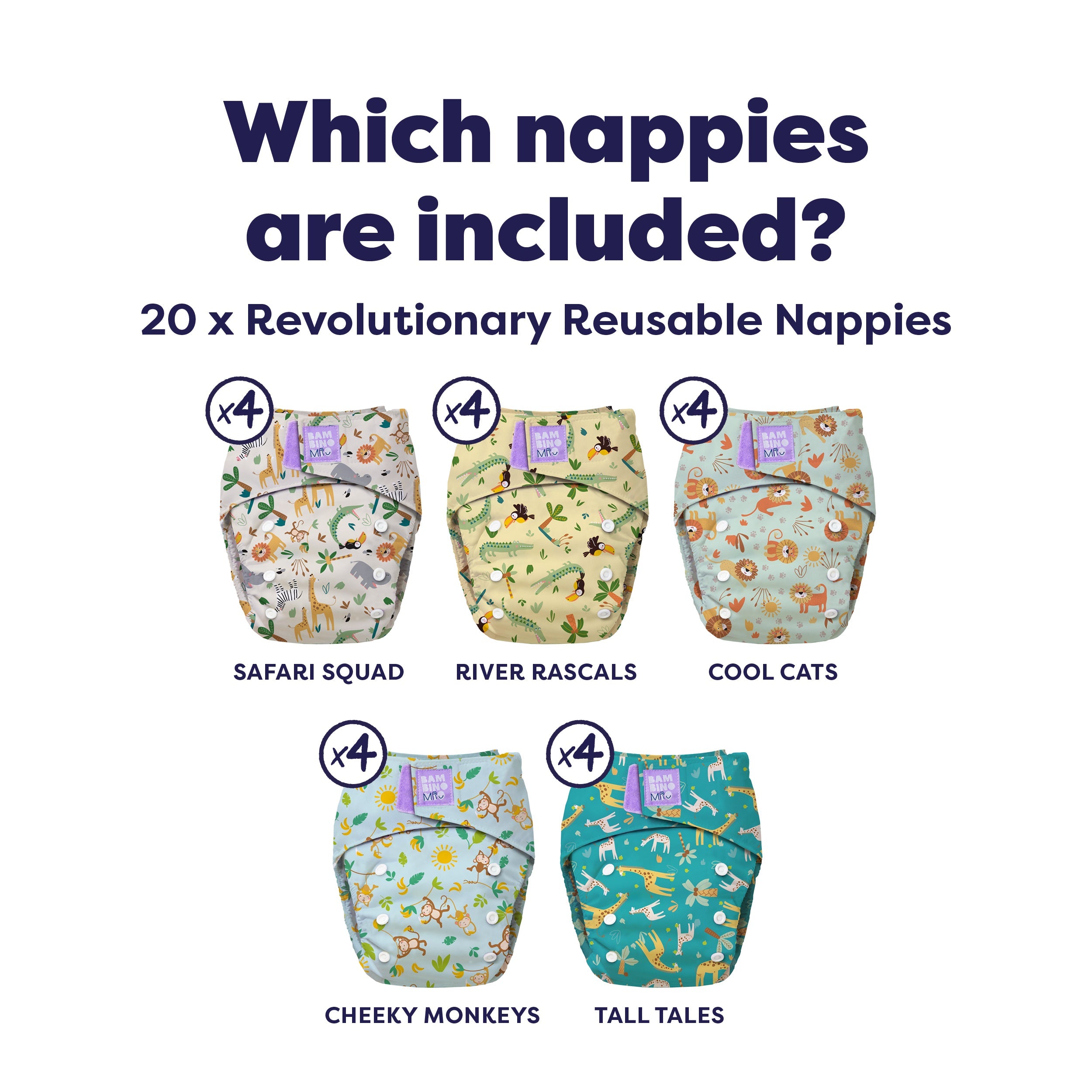 The Everything Reusable Nappy Bundle in Wild Life
