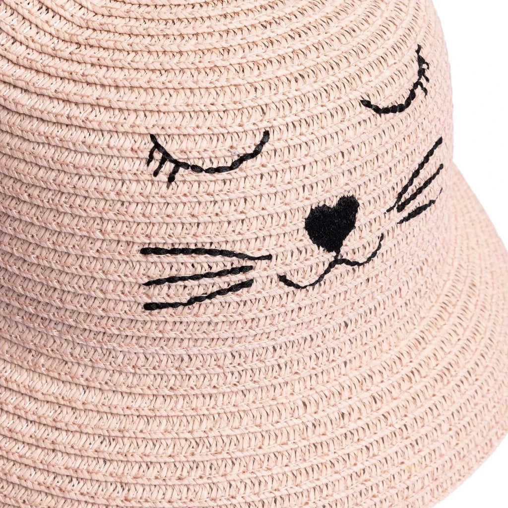 HelloBaby Cat Design Straw Baby Hat (12 Months to 1-4 Years) - Powder