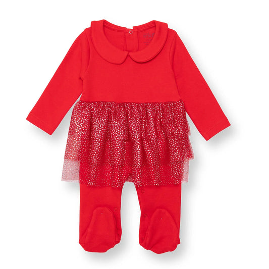 HelloBaby My First Christmas Newborn Girl Footed Jumpsuit - Red