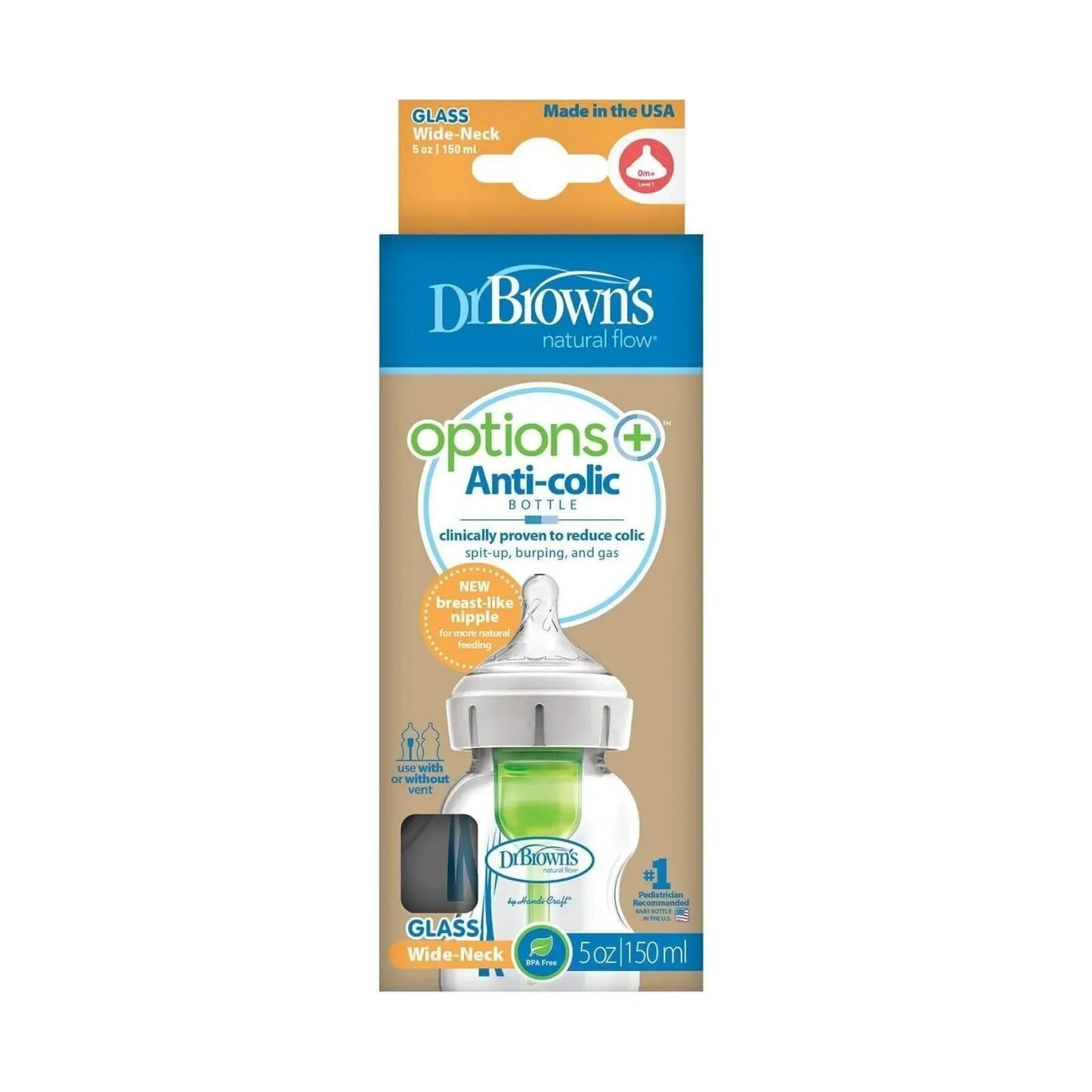 Dr. Brown's Options+ Wide Neck Anti-Colic Glass Bottle 150ml