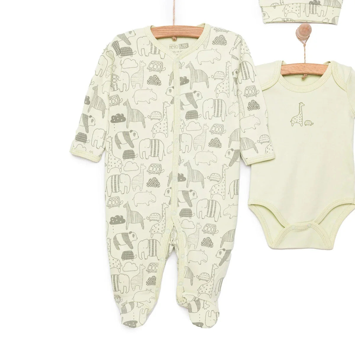 HelloBaby Boy Jumpsuit-Body-Hat - Green