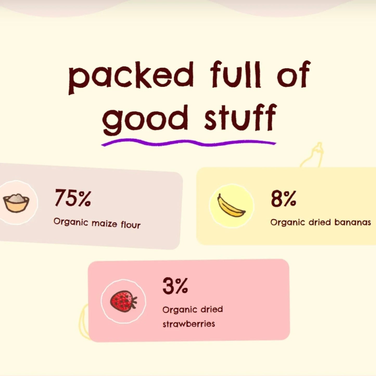 Ella's Kitchen Organic Strawberry & Banana Melty Puffs Baby Snack 6+ months 20g