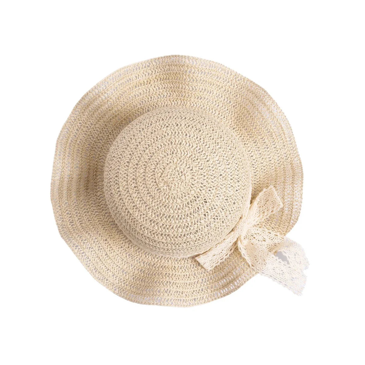 HelloBaby Women's Ribbon Trim Straw Hat (One Size) - Ecru