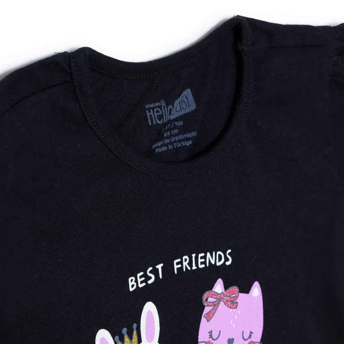 HelloBaby Girls T-shirt Animal Print Crew Neck Short Sleeve - Black