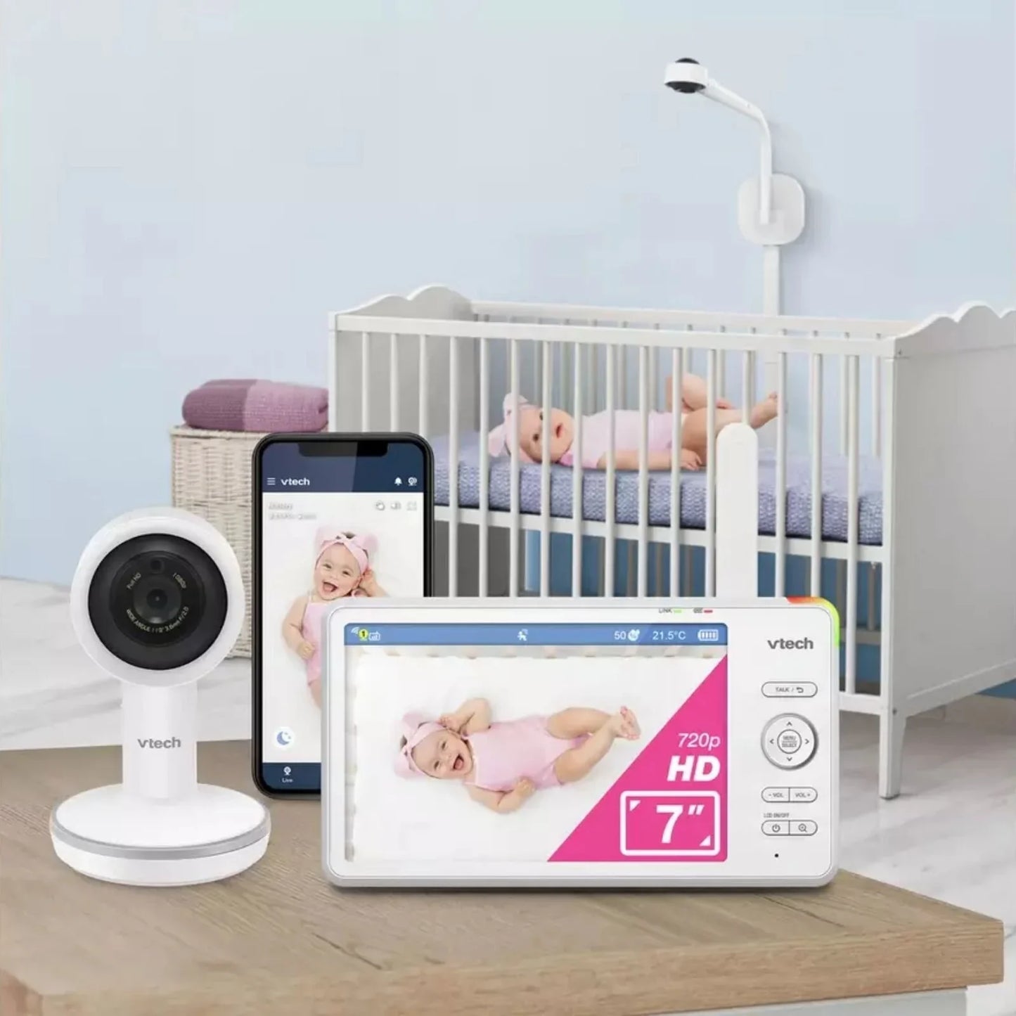 VTech RM7787 HD 7" Over-the-Cot Wi-Fi Baby Monitor