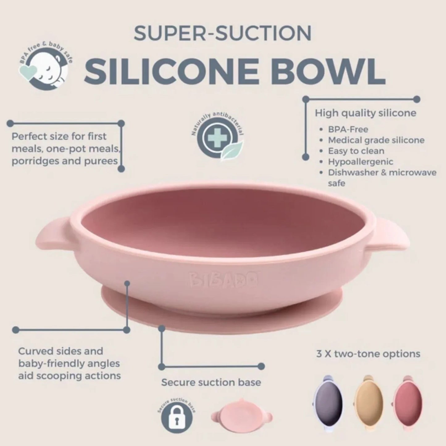 Bibado Silicone Suction Bowl - Blush