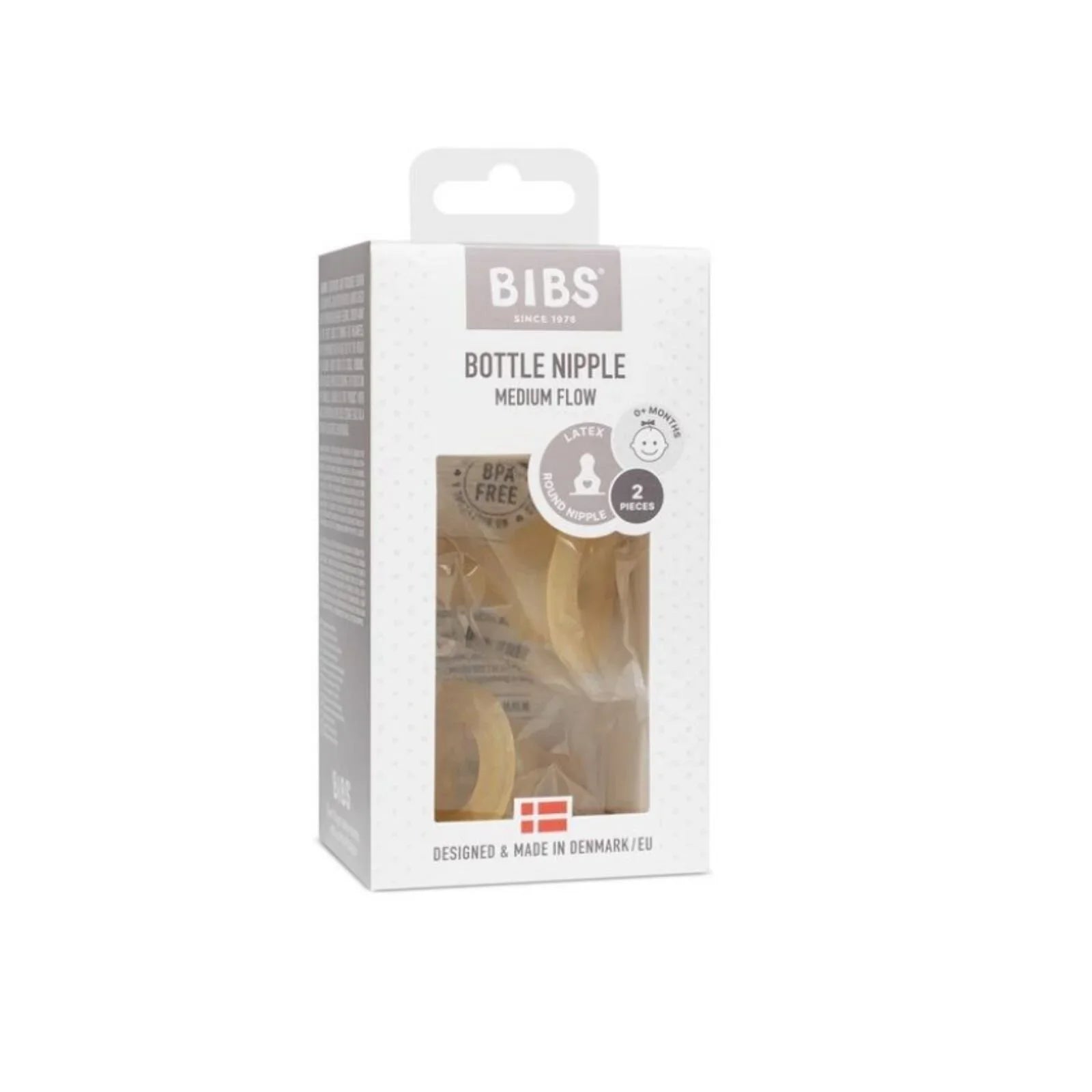 BIBS Latex Medium Flow Bottle Nipple 0+ months Pack of 2