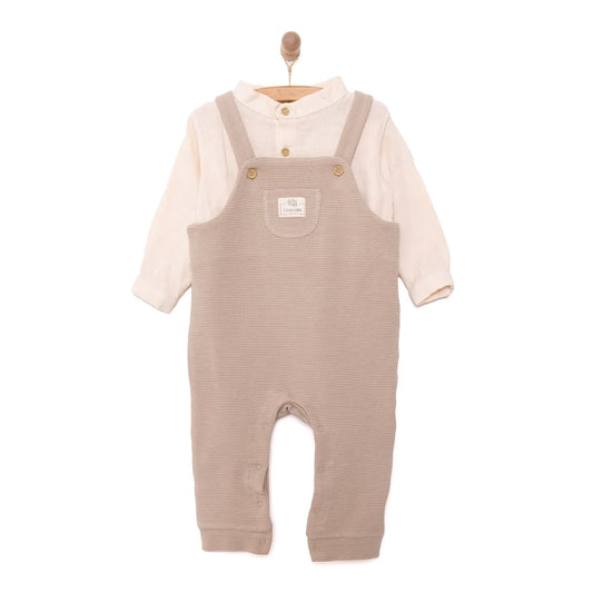 Cassiope Newborn Dungarees Set - Beige