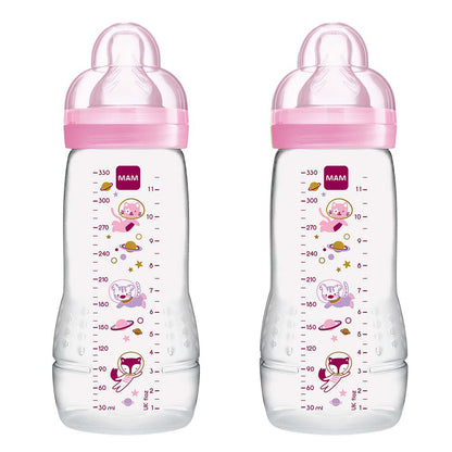 MAM Easy Active Bottles 330mls - Girl (Pack of 2) - DESIGN MAY VARY TO IMAGE SHOWN