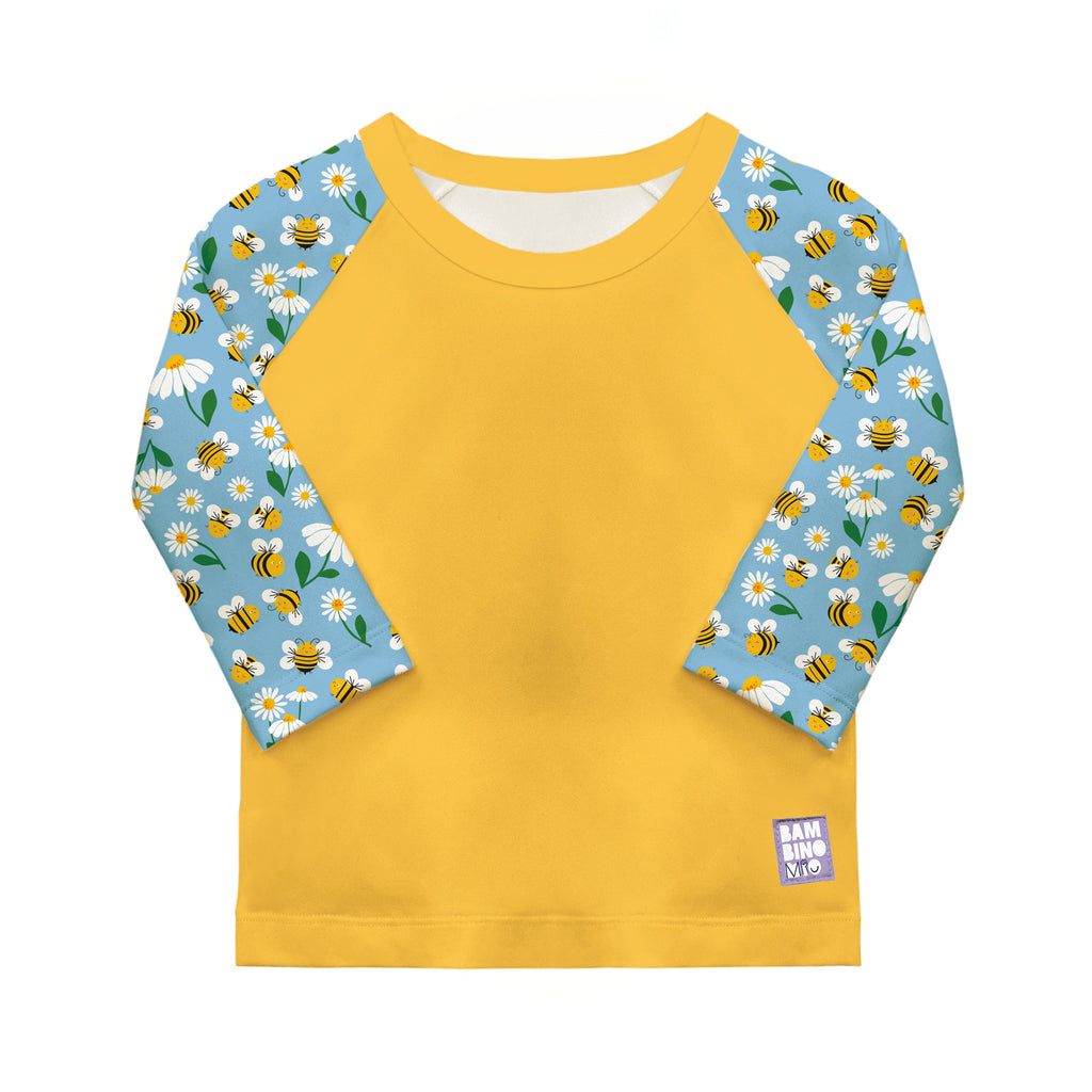UPF 40+ Soft and Gentle Protective Swim Rash Vest in Busy Bees
