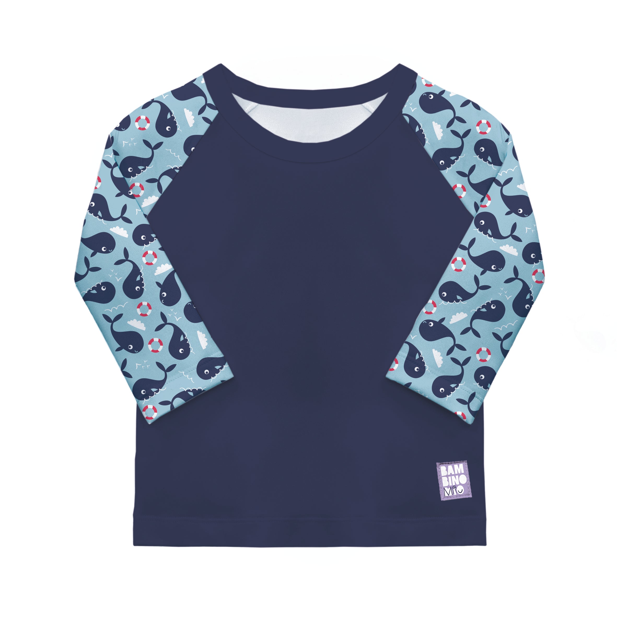 UPF 40+ Soft and Gentle Protective Swim Rash Vest in Blue Whale