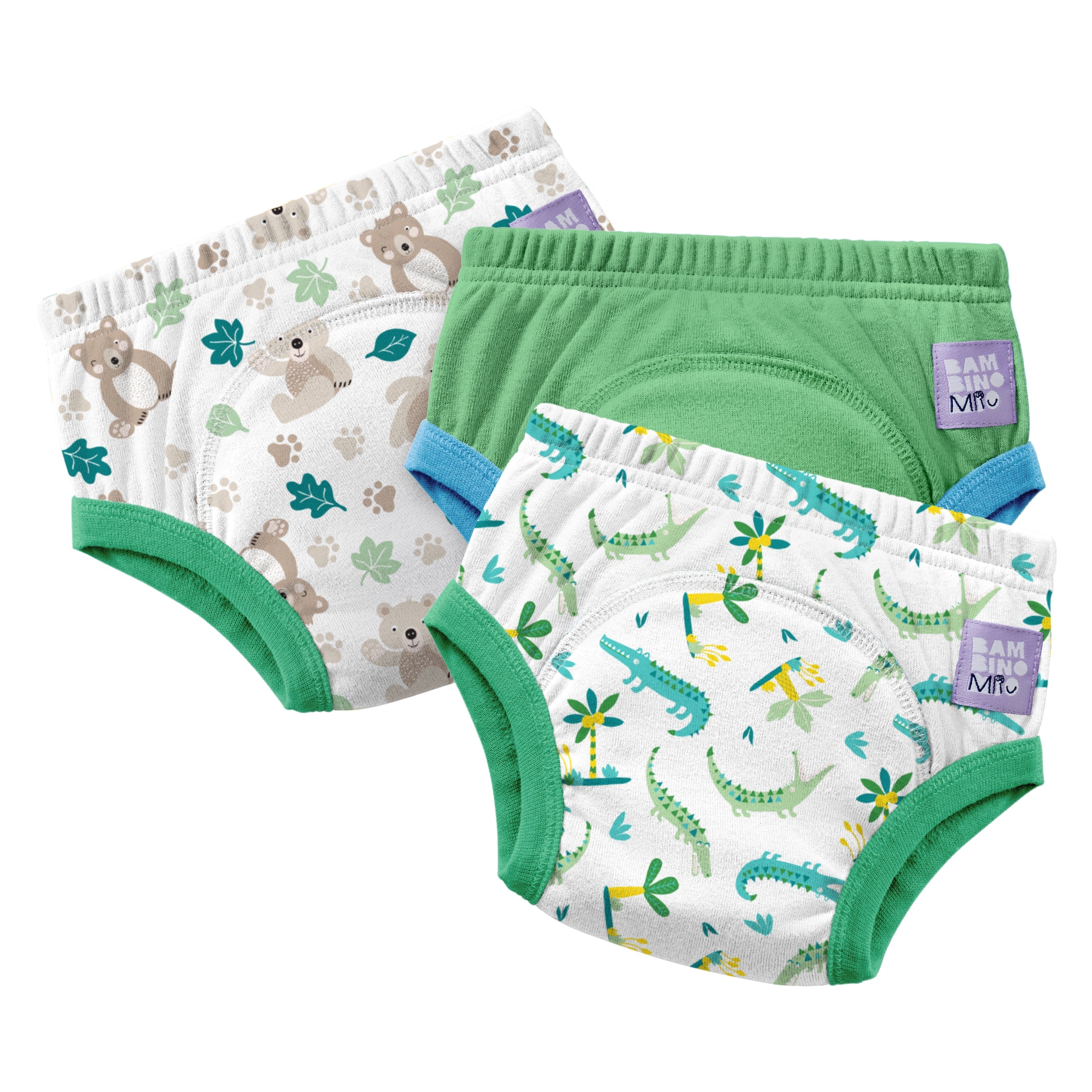 NEW: 3 Pack Reusable Potty Training Pants in Green Jungle - Elite Design