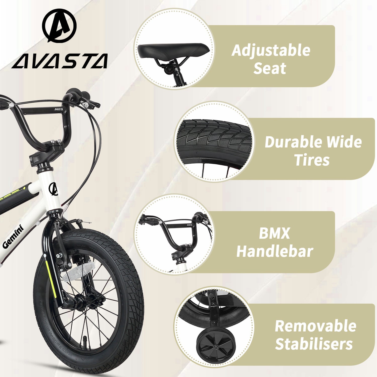 Glerc 14" BMX Style Kids Bike for 3 - 5 Years Old Kids - Gemini