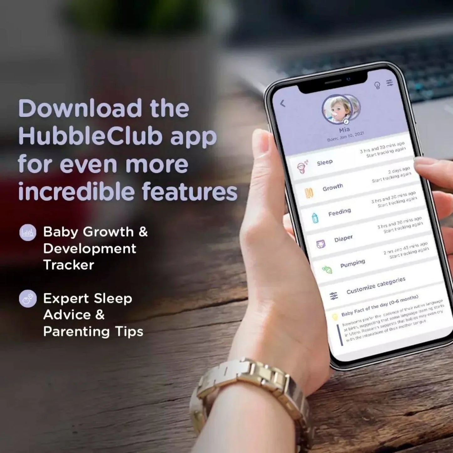 Hubble Nursery View Glow - 2.8" Video Baby Monitor White