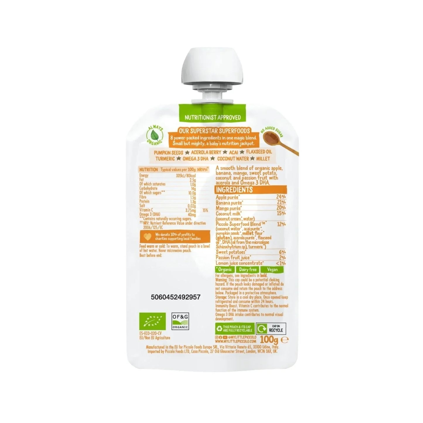 Piccolo Organic Tropical Superboost 100g