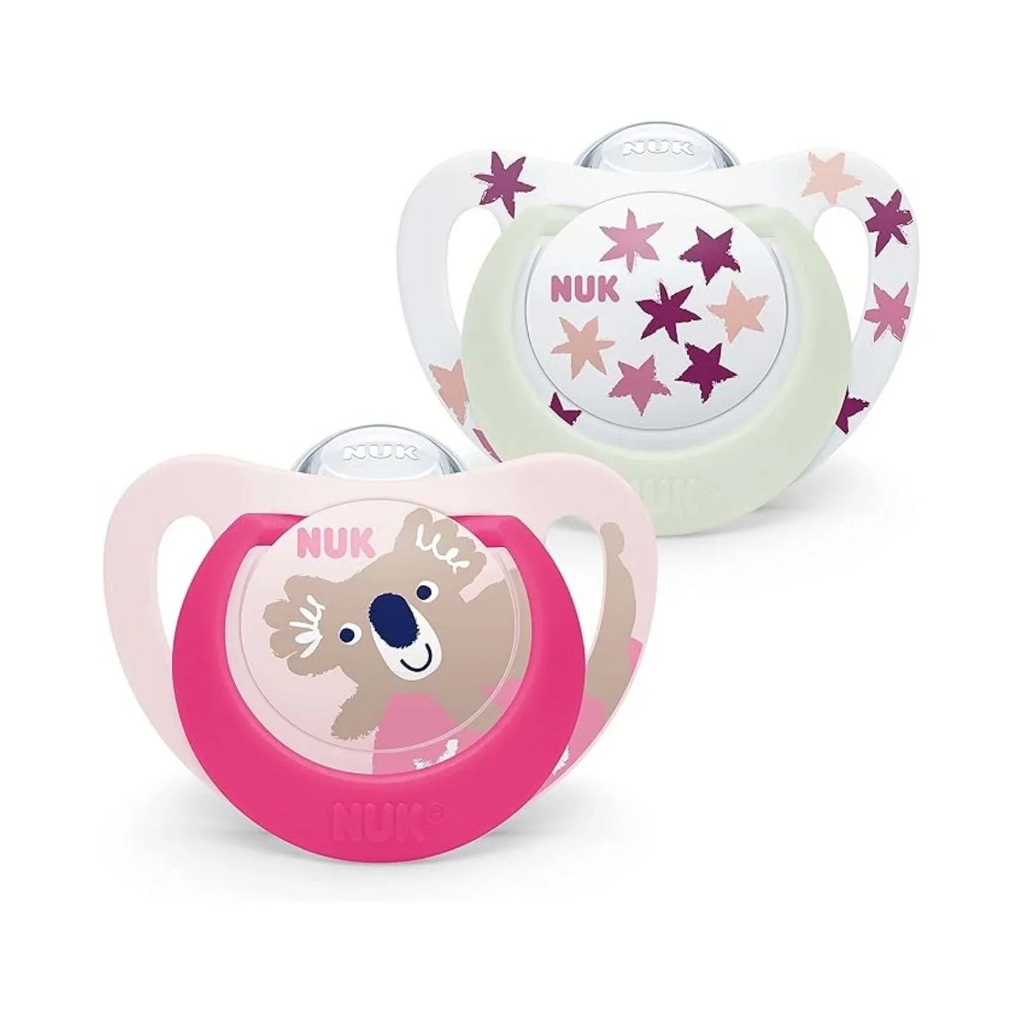NUK Star Day & Night Soother 18-36 months Pack of 2 - Pink