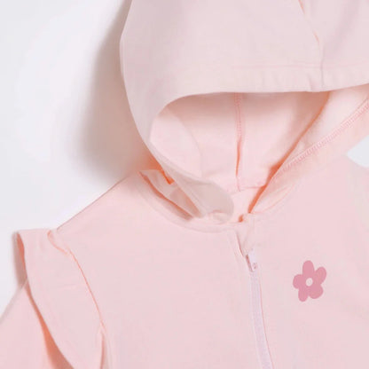 HelloBaby Girls Hooded Cardigan Crew Neck Long Sleeve - Pink