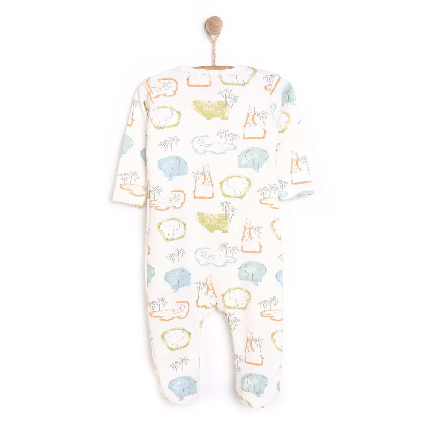 HelloBaby Newborn Boy Footed Jumpsuit - Ecru