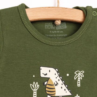 HelloBaby Boy Short Sleeve Bodysuit 2 pcs - Khaki