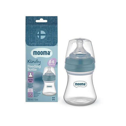 Mooma Kindy Bottle Slow Flow 0-6 months 150ml - Ball Bue