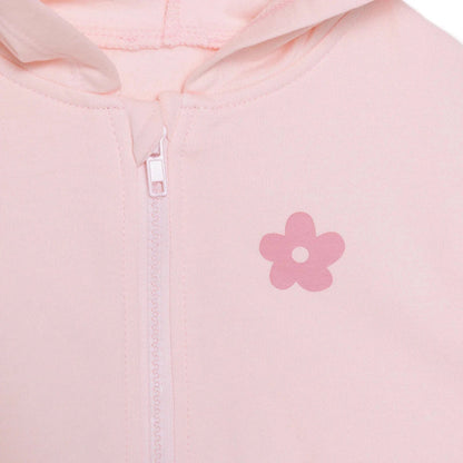 HelloBaby Girls Hooded Cardigan Crew Neck Long Sleeve - Pink