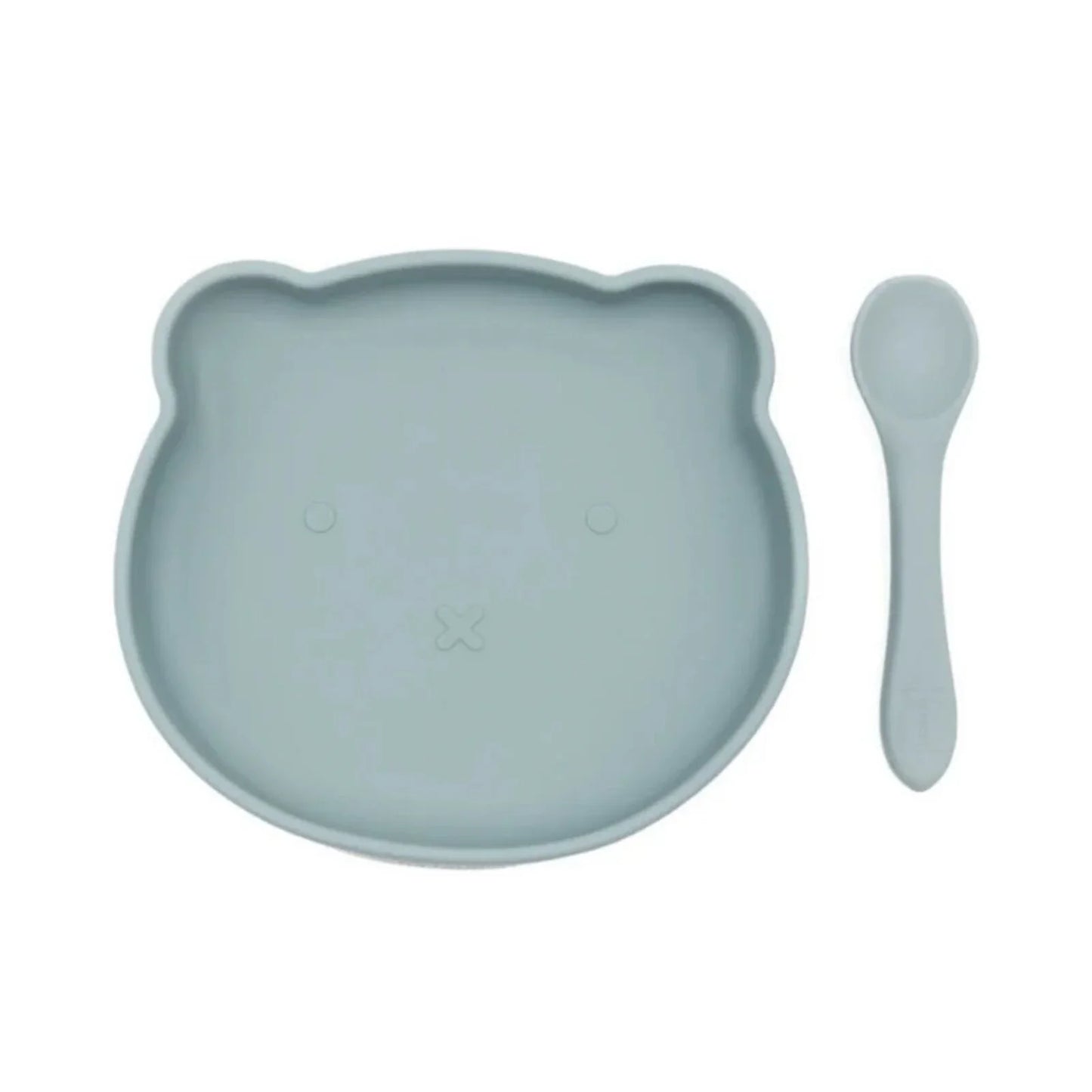 BLW Essentials Bear Plate and Spoon - Dusky Blue