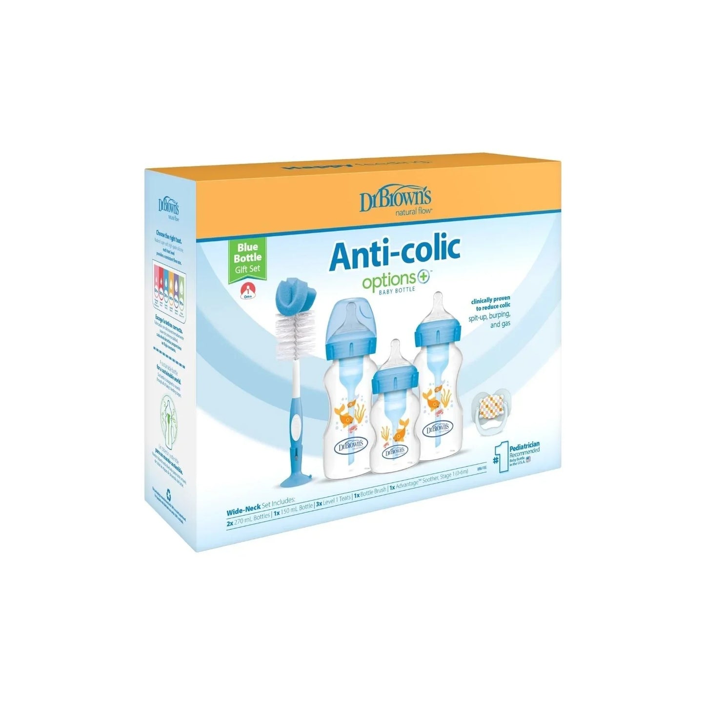 Dr. Brown's Natural Flow Options+ Anti-Colic Baby Bottle Gift Set - Blue