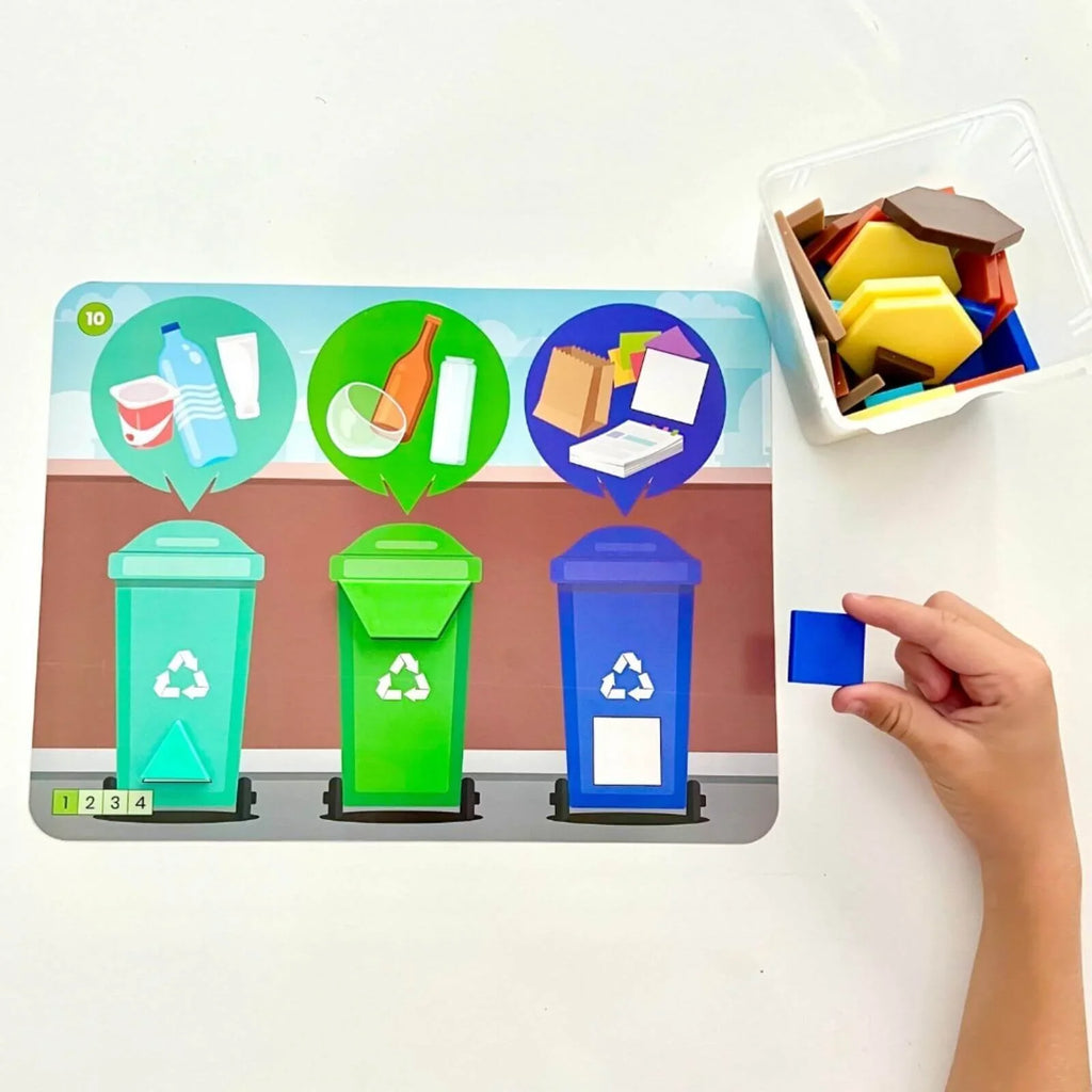 hand2Mind Recycling & Conservation Pattern Block Puzzle Set