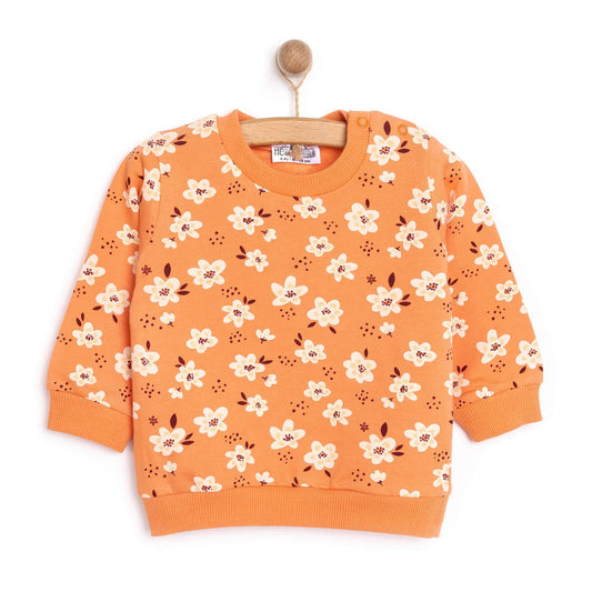 HelloBaby Baby Girl Basic Flower Printed Sweatshirt - Printed